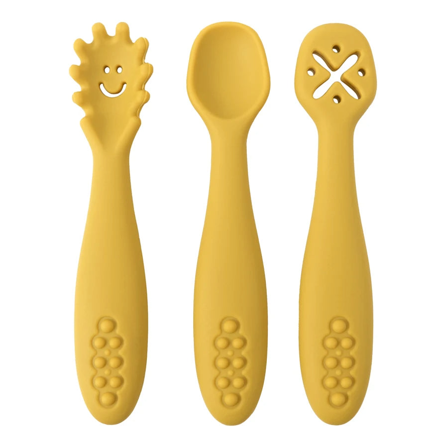 3PCS Cutlery Silicone Children's Tableware