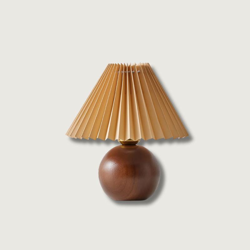 Rustic Wood Table Light with Fabric Shade - HappyKidMart