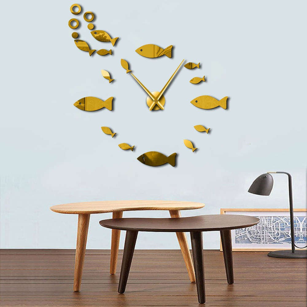 Stylish Black Fish Wall Clock
