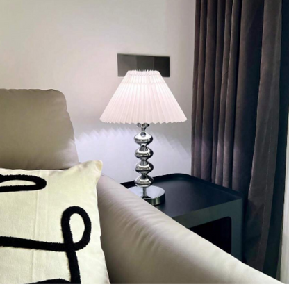 Metal Desk Lamp | Fabric Shade Round Base