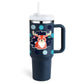 Leopard Print Thermal Coffee Mug with Lid and Straw