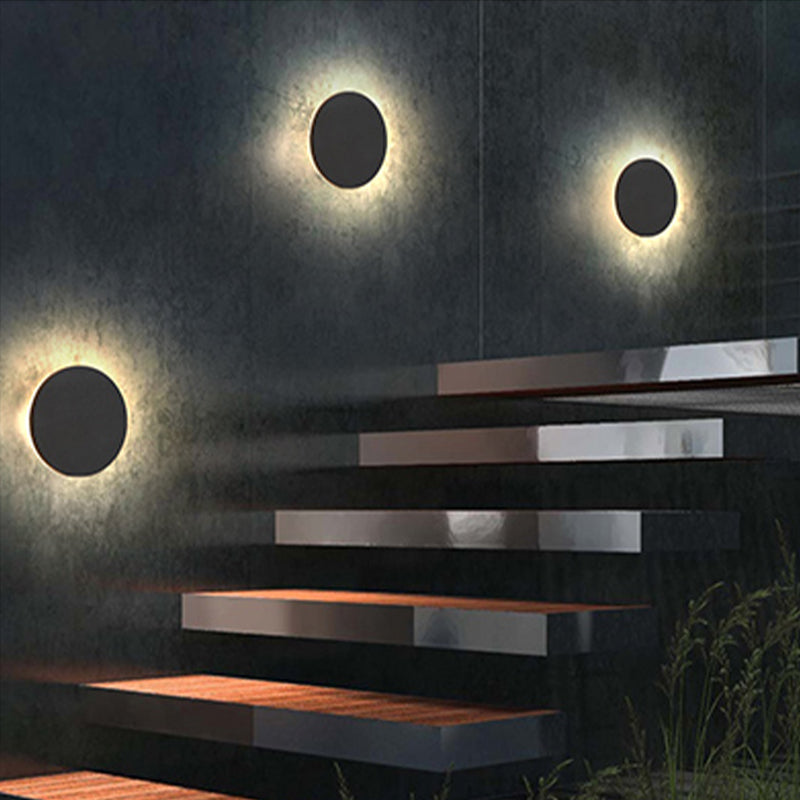 Sleek Black Round LED Wall Lamp