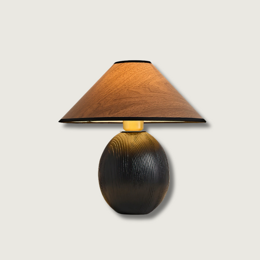 Dark Wood Desk Lamp with Brown Shade - HappyKidMart