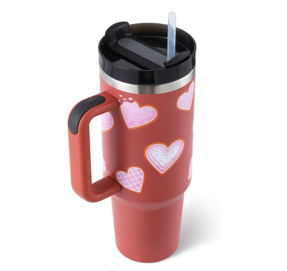 Leopard Print Thermal Coffee Mug with Lid and Straw