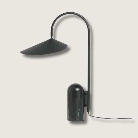 Sleek Black Marble Desk Lamp with Rounded Shade - HappyKidMart