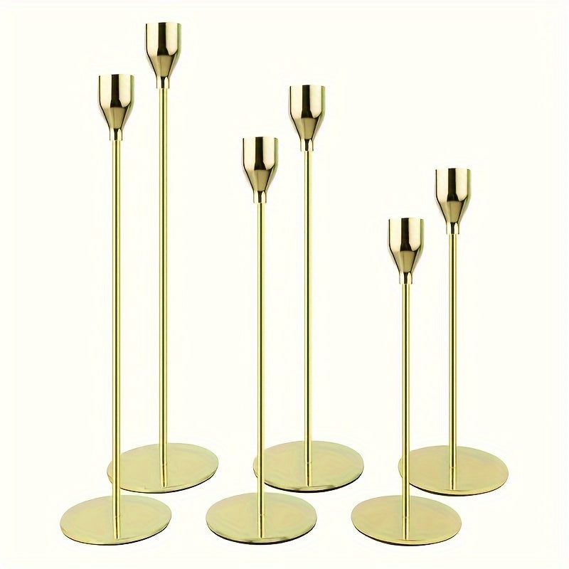 Luxury Metal Candle Holder Set | Gold Tone Iron Bases