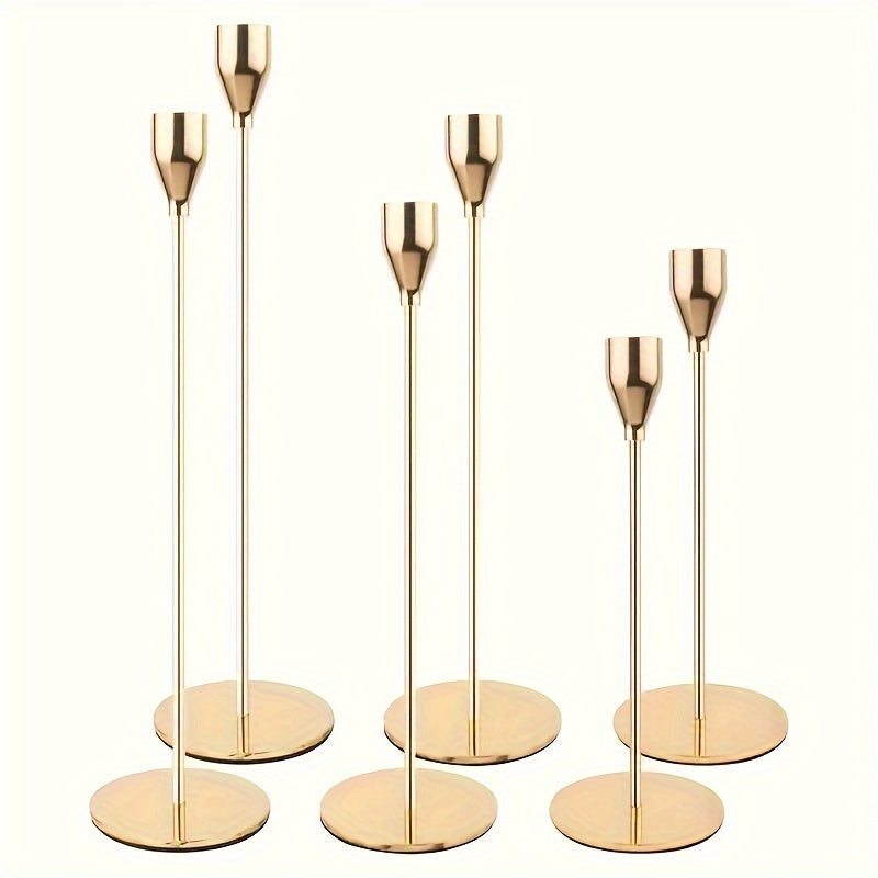 Luxury Metal Candle Holder Set | Gold Tone Iron Bases