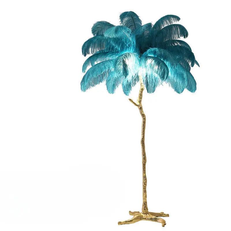 Soft Pink Feather Floor Lamp Gold Base