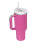 Leopard Print Thermal Coffee Mug with Lid and Straw