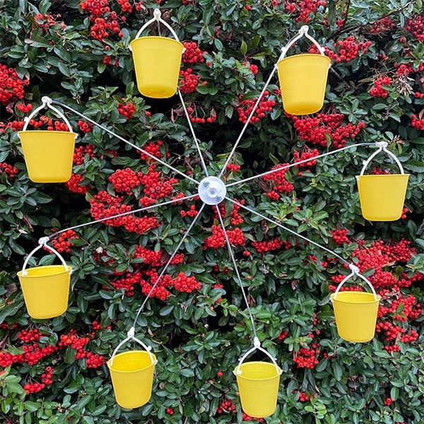 Yellow Metal Bird Feeder 8 Cup Outdoor Design - HappyKidMart