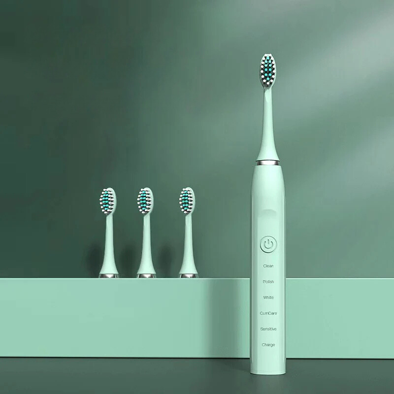 Powerful Rechargeable Toothbrush with 4 Replacement Heads