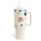 Leopard Print Thermal Coffee Mug with Lid and Straw