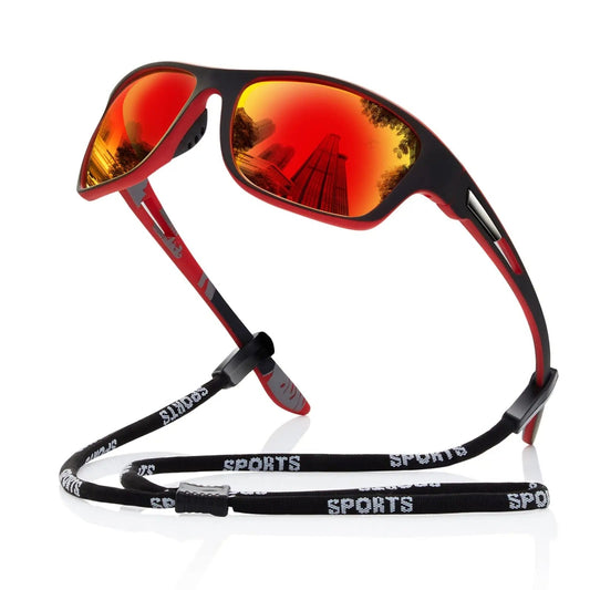 Men's Athletic Sunglasses | UV Protection Red Mirror Shades - HappyKidMart