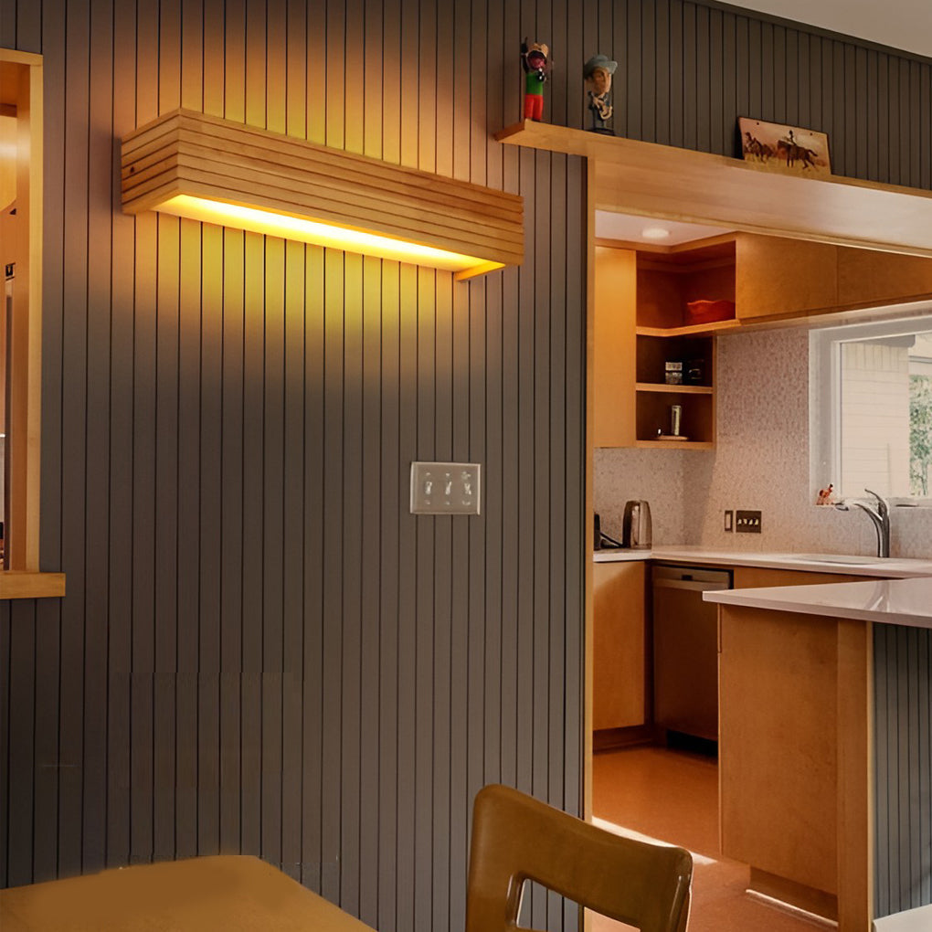 Rustic Wooden LED Wall Sconce