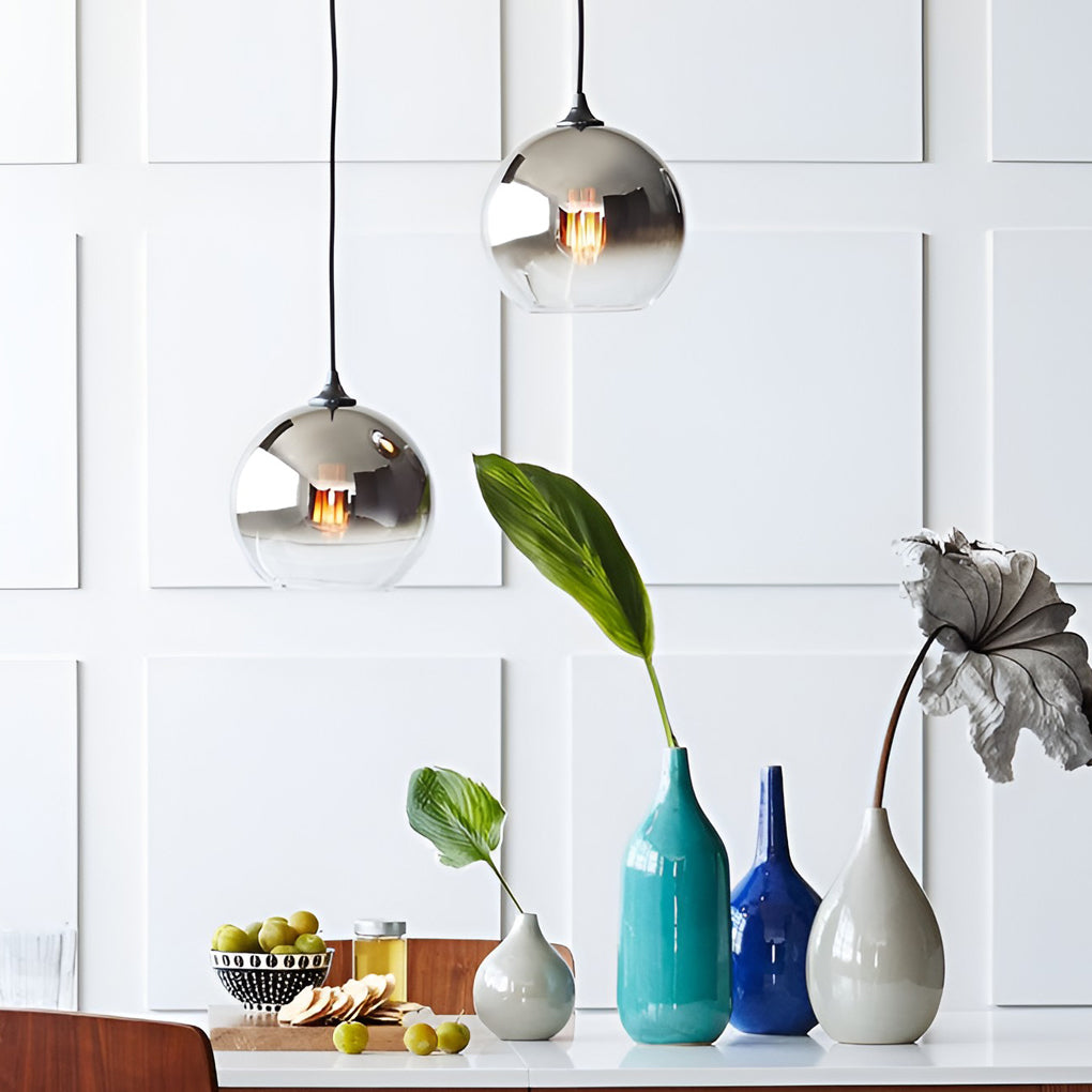 Stylish Glass Hanging Light | Smoke Gray Globe Shade - HappyKidMart