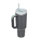 Leopard Print Thermal Coffee Mug with Lid and Straw