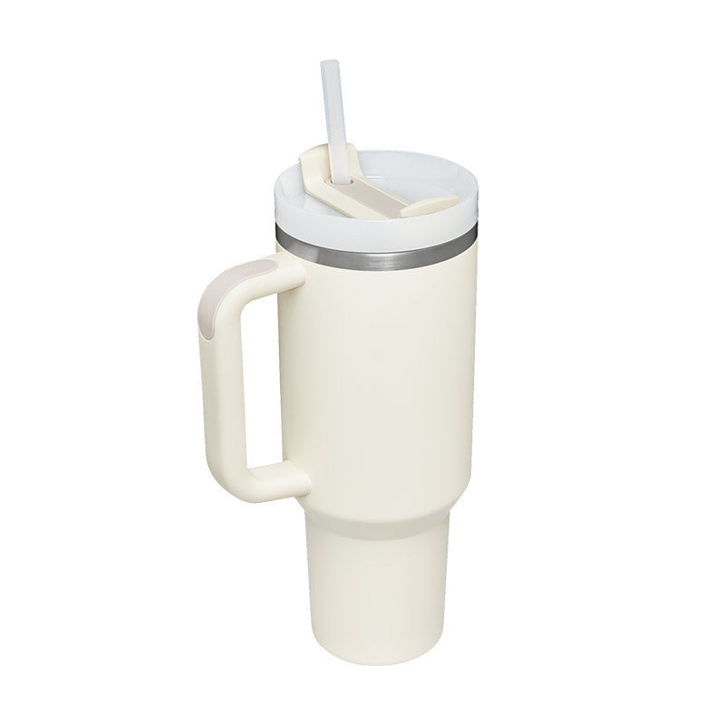 Leopard Print Thermal Coffee Mug with Lid and Straw