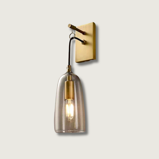 Sleek Glass Wall Light | Gold Tone Bracket - HappyKidMart