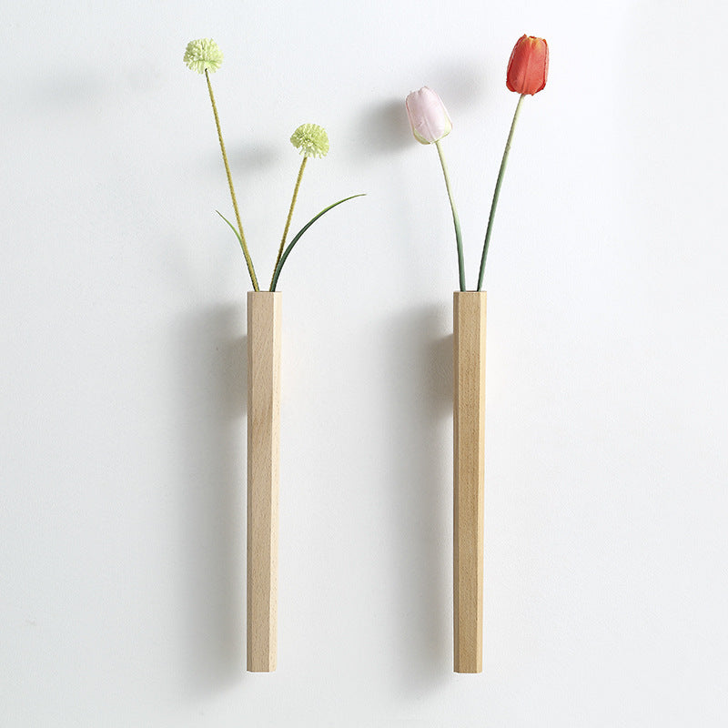Rustic Wooden Wall Vase | Natural Solid Wood
