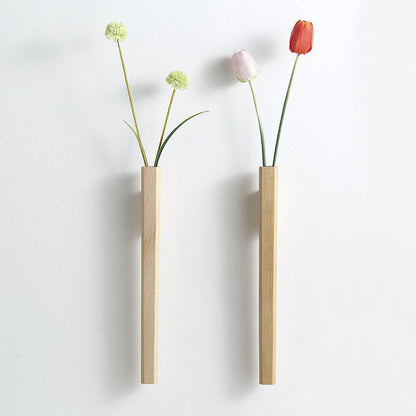 Rustic Wooden Wall Vase | Natural Solid Wood