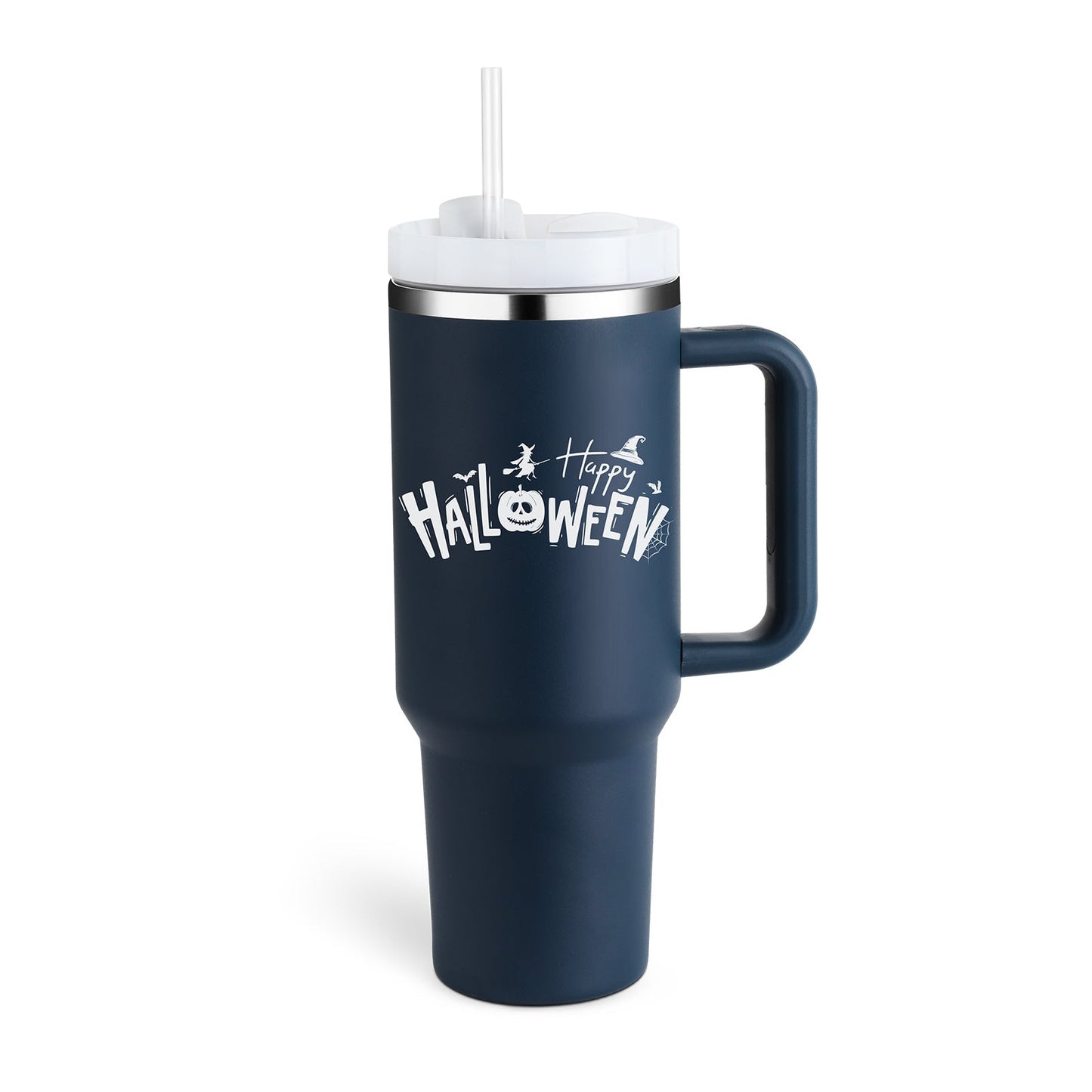 Leopard Print Thermal Coffee Mug with Lid and Straw