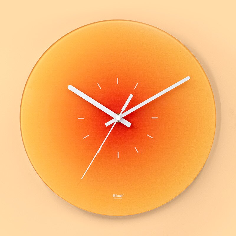 Stylish Glass Wall Clock | Orange Gradient Face