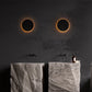 Sleek Black Round LED Wall Lamp