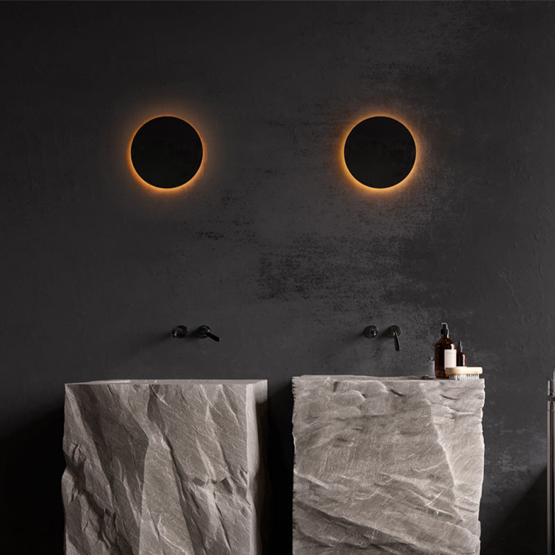Sleek Black Round LED Wall Lamp