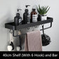 Sleek Black Aluminum Bathroom Shelf