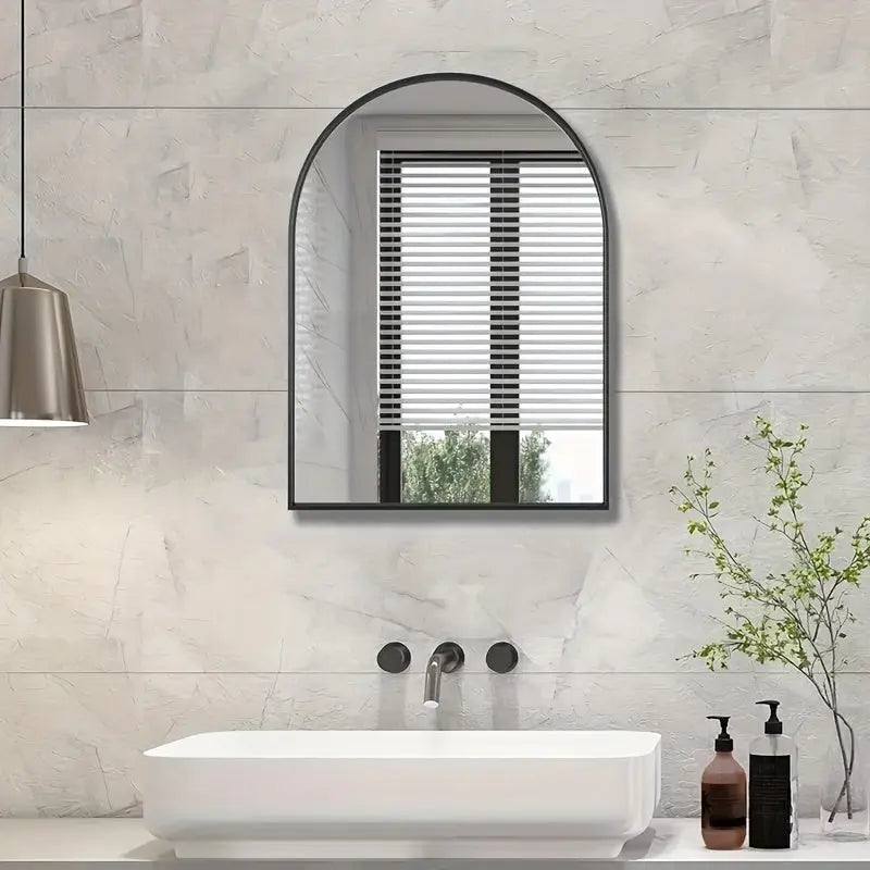 Curved Wall Mirror | Sleek Silver Frame Style