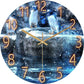 Stylish Wall Clock Blue Marble Neon Numbers