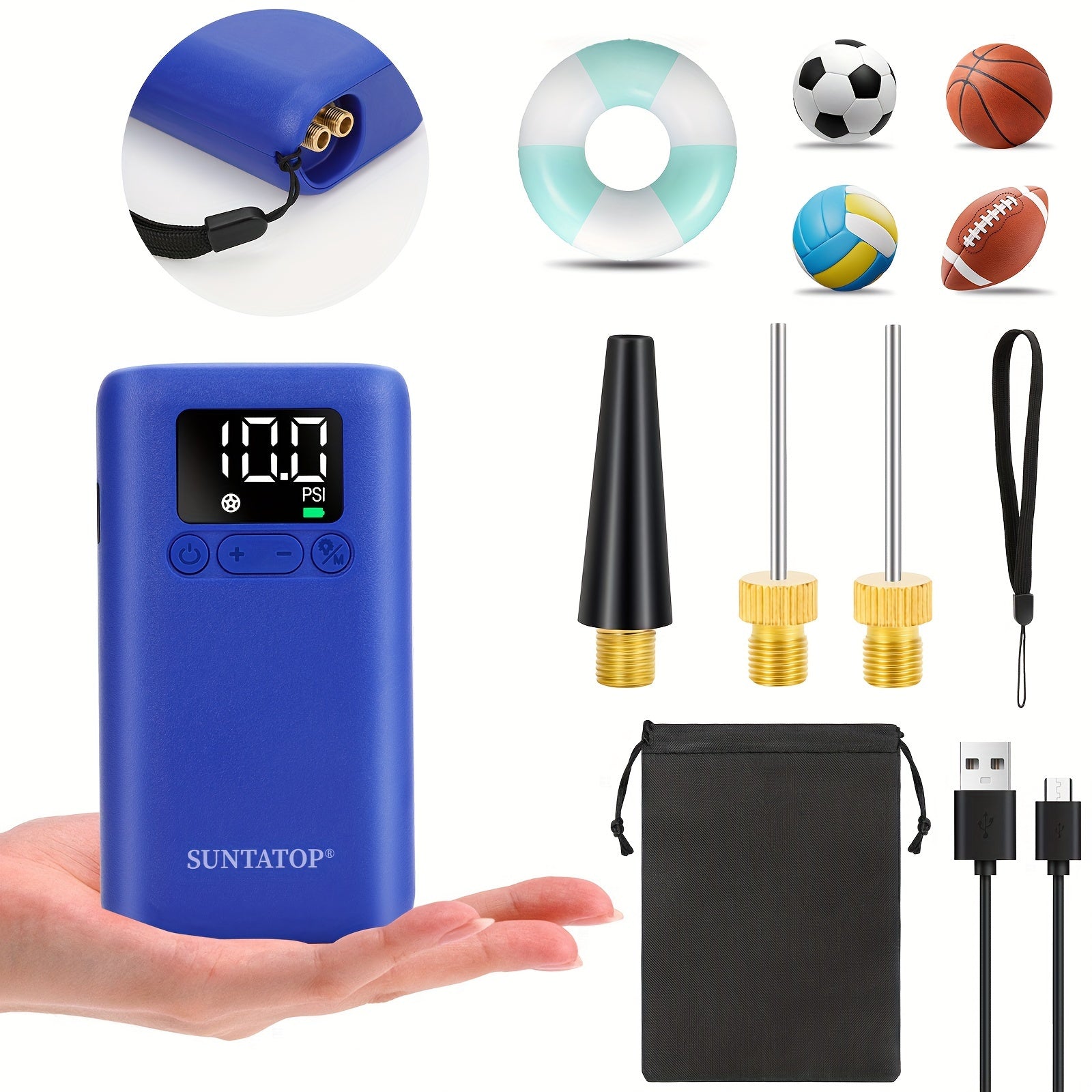 Compact Automatic Air Pump 20PSI LED Inflator - HappyKidMart