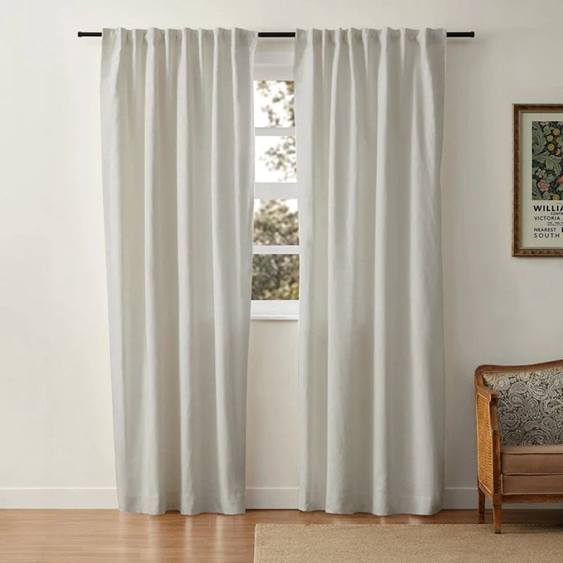 Sheer White Cotton Drapes | Light Blocking Window Curtains