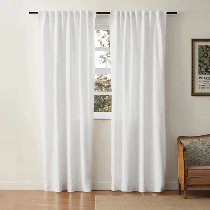 Sheer White Cotton Drapes | Light Blocking Window Curtains