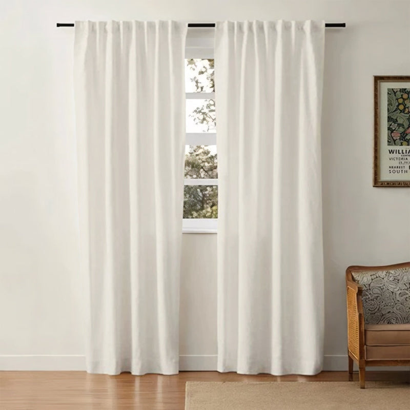 Sheer White Cotton Drapes | Light Blocking Window Curtains