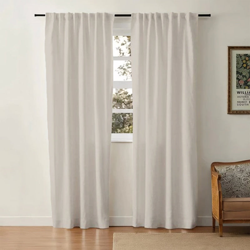 Sheer White Cotton Drapes | Light Blocking Window Curtains