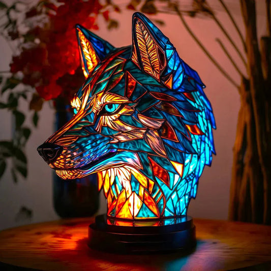 Colorful Mosaic Wolf Table Lamp - HappyKidMart