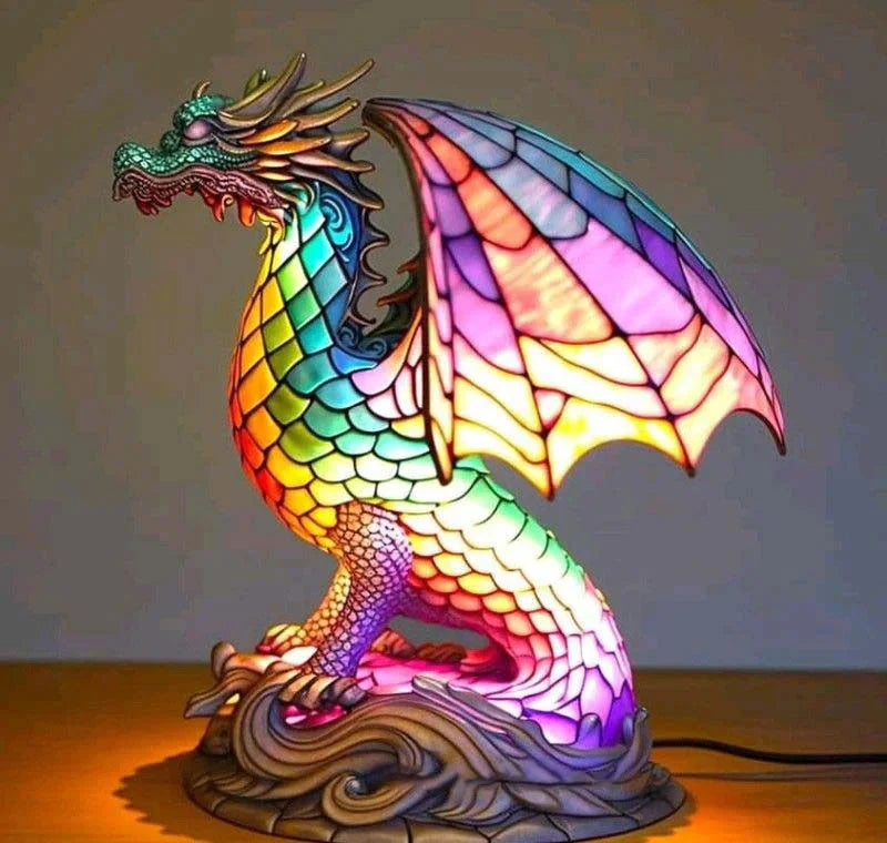Colorful Mosaic Wolf Table Lamp