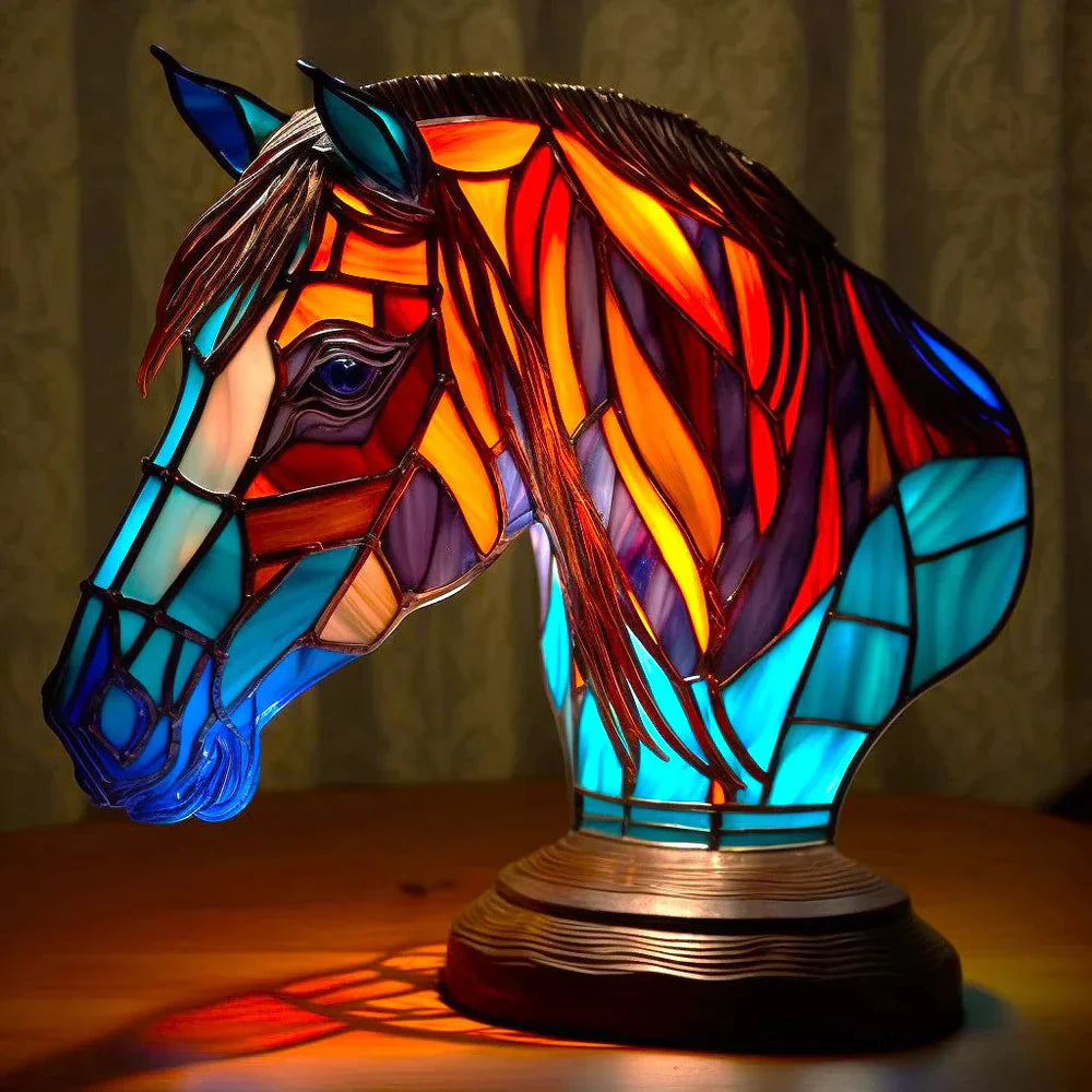 Colorful Mosaic Wolf Table Lamp