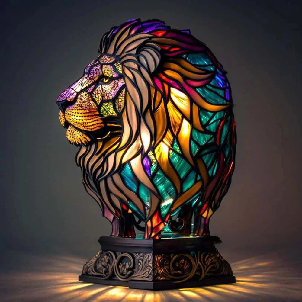 Colorful Mosaic Wolf Table Lamp