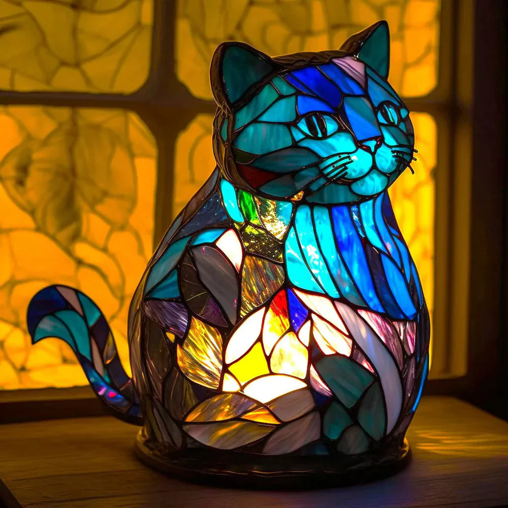Colorful Mosaic Wolf Table Lamp