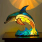 Colorful Mosaic Wolf Table Lamp