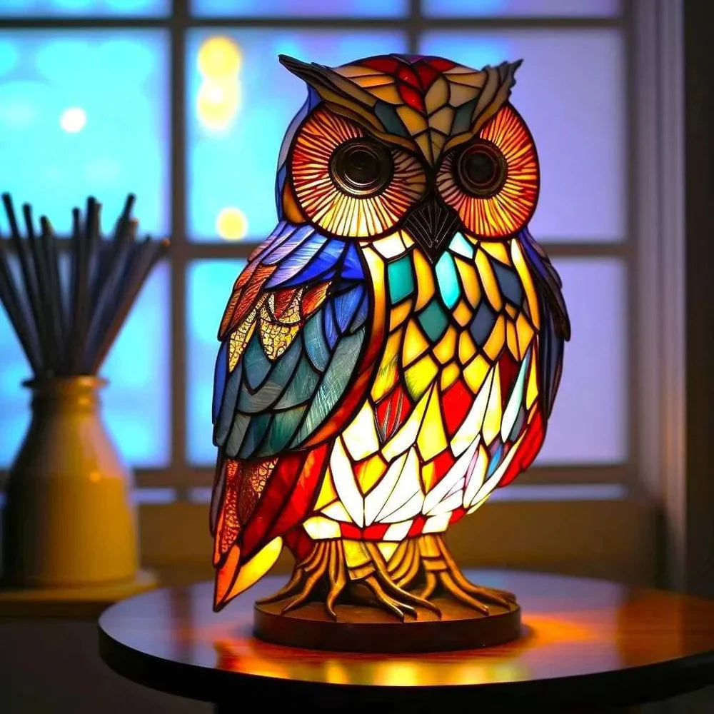 Colorful Mosaic Wolf Table Lamp