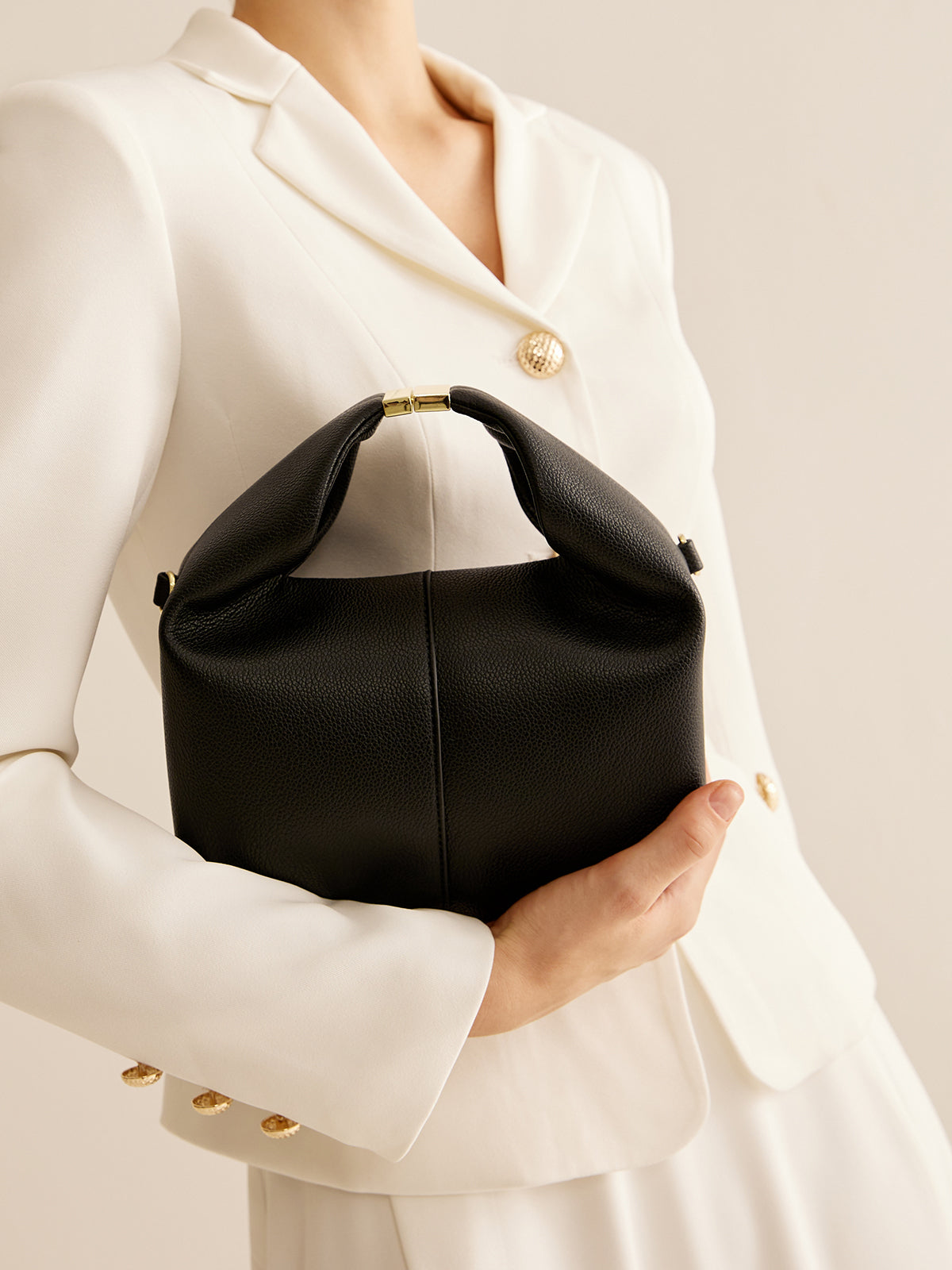 Simple Chic Tote Bag | Faux Leather With Gold Accents - HappyKidMart