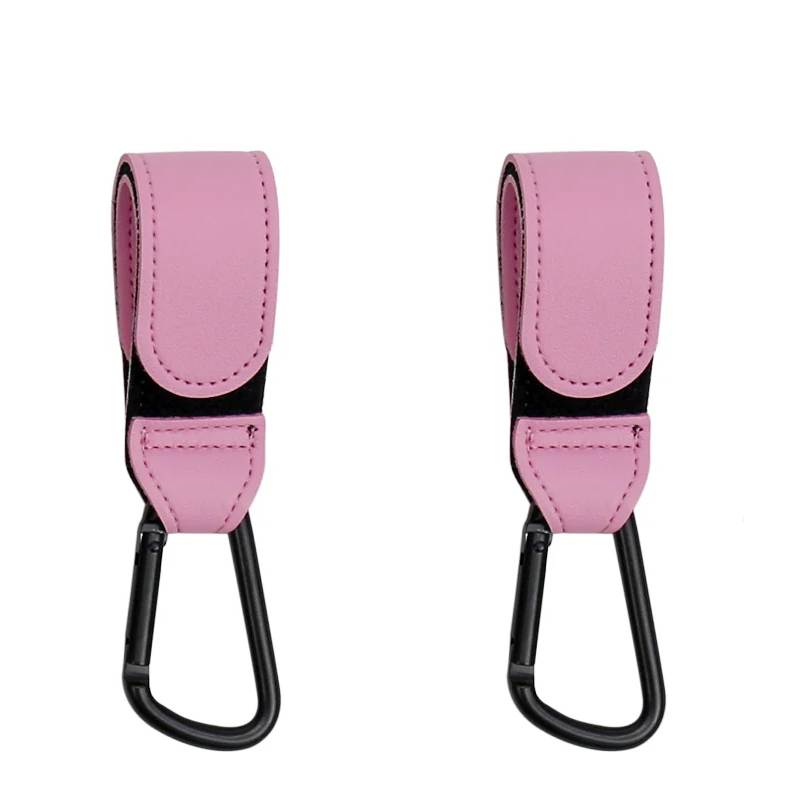 2 Pcs PU Leather Baby Bag Stroller Hook