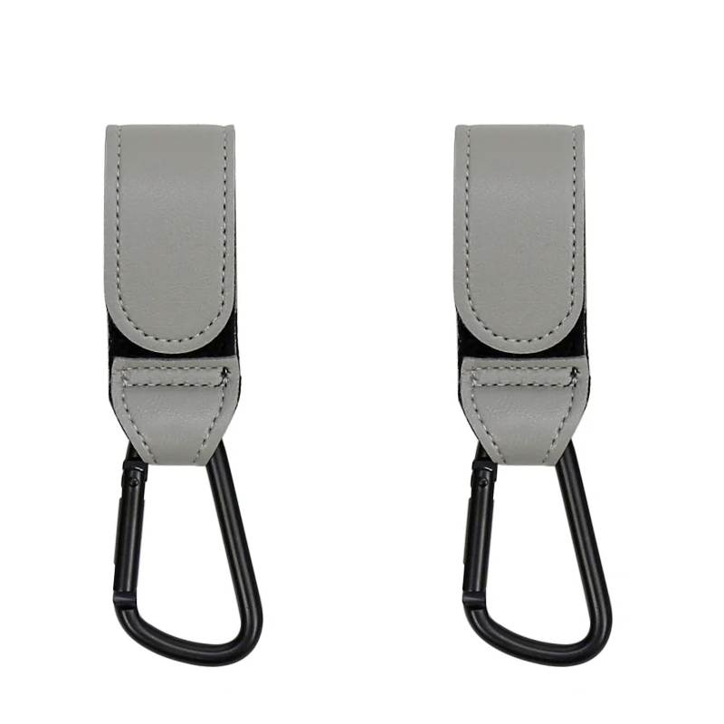 2 Pcs PU Leather Baby Bag Stroller Hook