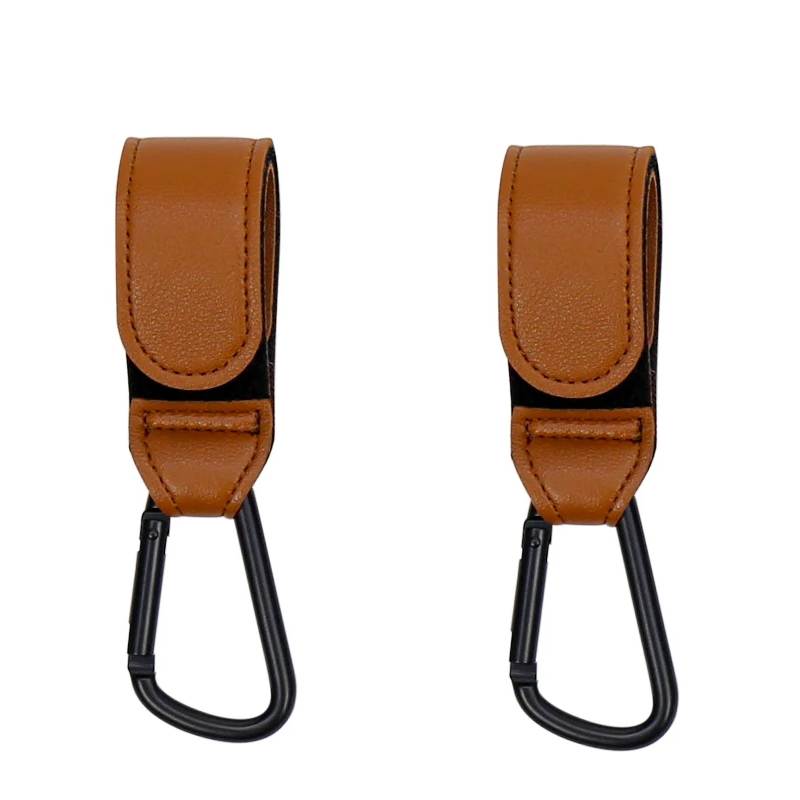 2 Pcs PU Leather Baby Bag Stroller Hook