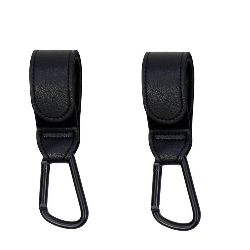 2 Pcs PU Leather Baby Bag Stroller Hook