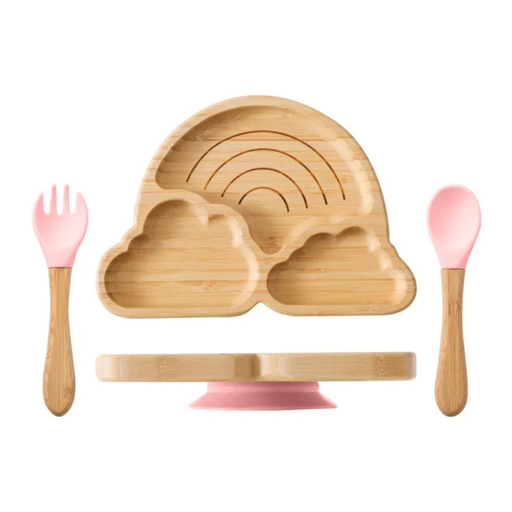 3PC Baby Wooden Feeding Tableware