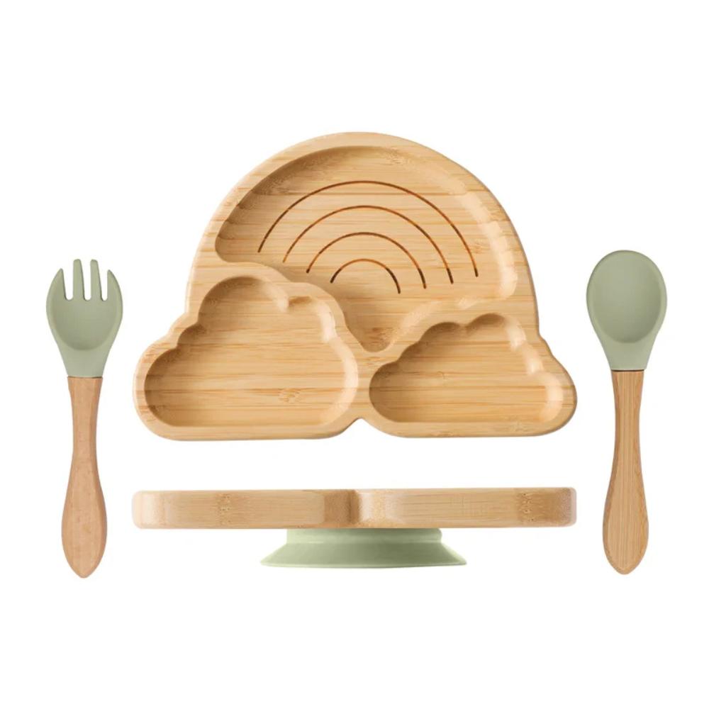 3PC Baby Wooden Feeding Tableware